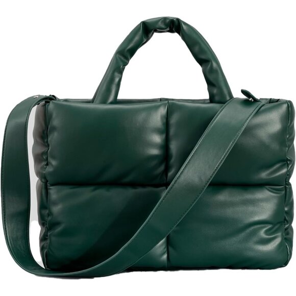 Handbags - Women Green Puffer Crossbody Bag Light Winter Down Cotton Padded Quilted Tote